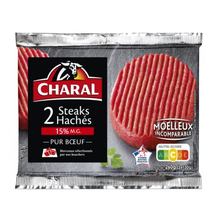 CHARAL Steaks hachés 15%Mg - 2x130g