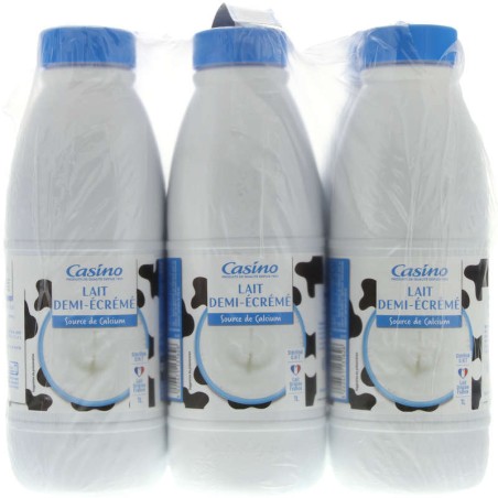 CASINO Lait demi-écrémé Source de Calcium - 6x1L