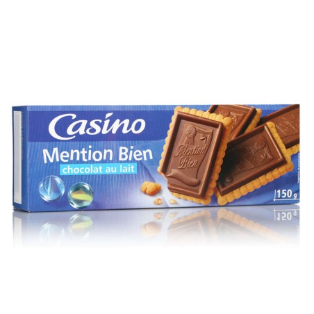 CASINO Biscuits Mention Bien Chocolat au lait - 150g