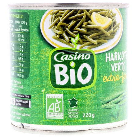 CASINO Haricots verts extra fins Bio - 220g