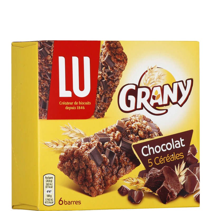 GRANY 6 barres 5 céréales au chocolat - 125g