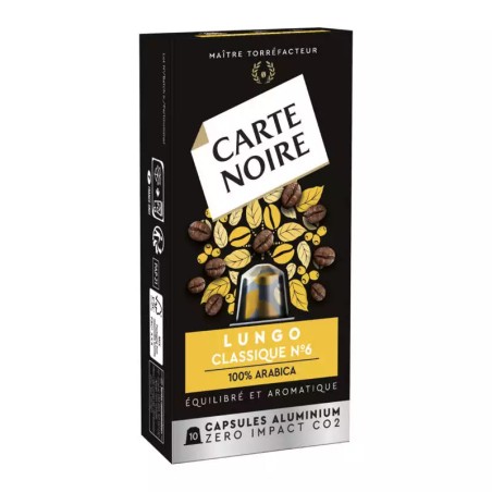 CARTE NOIRE Capsules Aluminium Lungo N°6 x10 - 56g