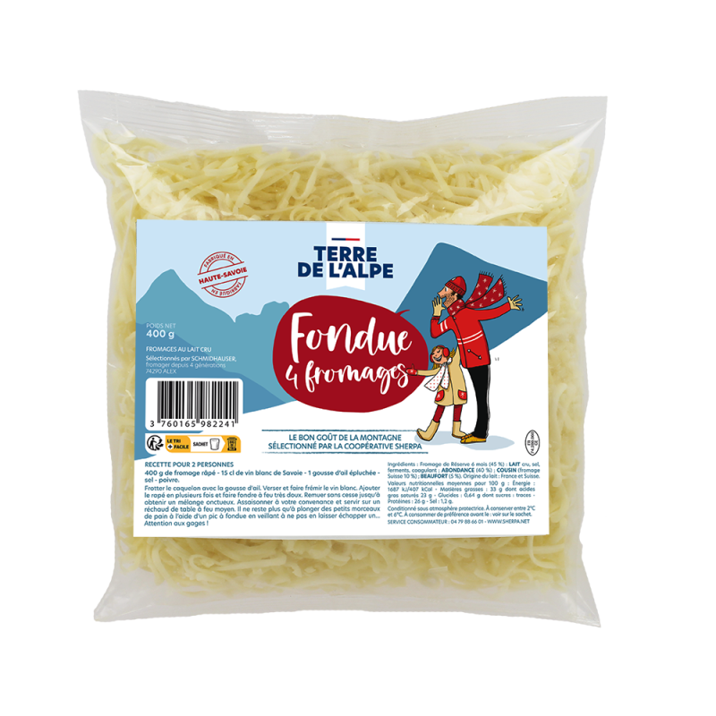 TERRE DE L'ALPE Fondue râpée sans Emmental - 400g