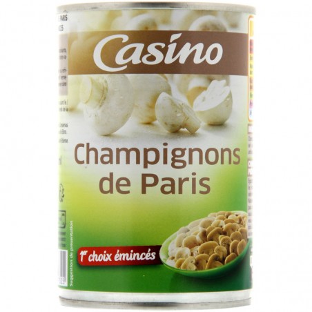 CASINO Champignons de Paris 1er choix émincés 400g